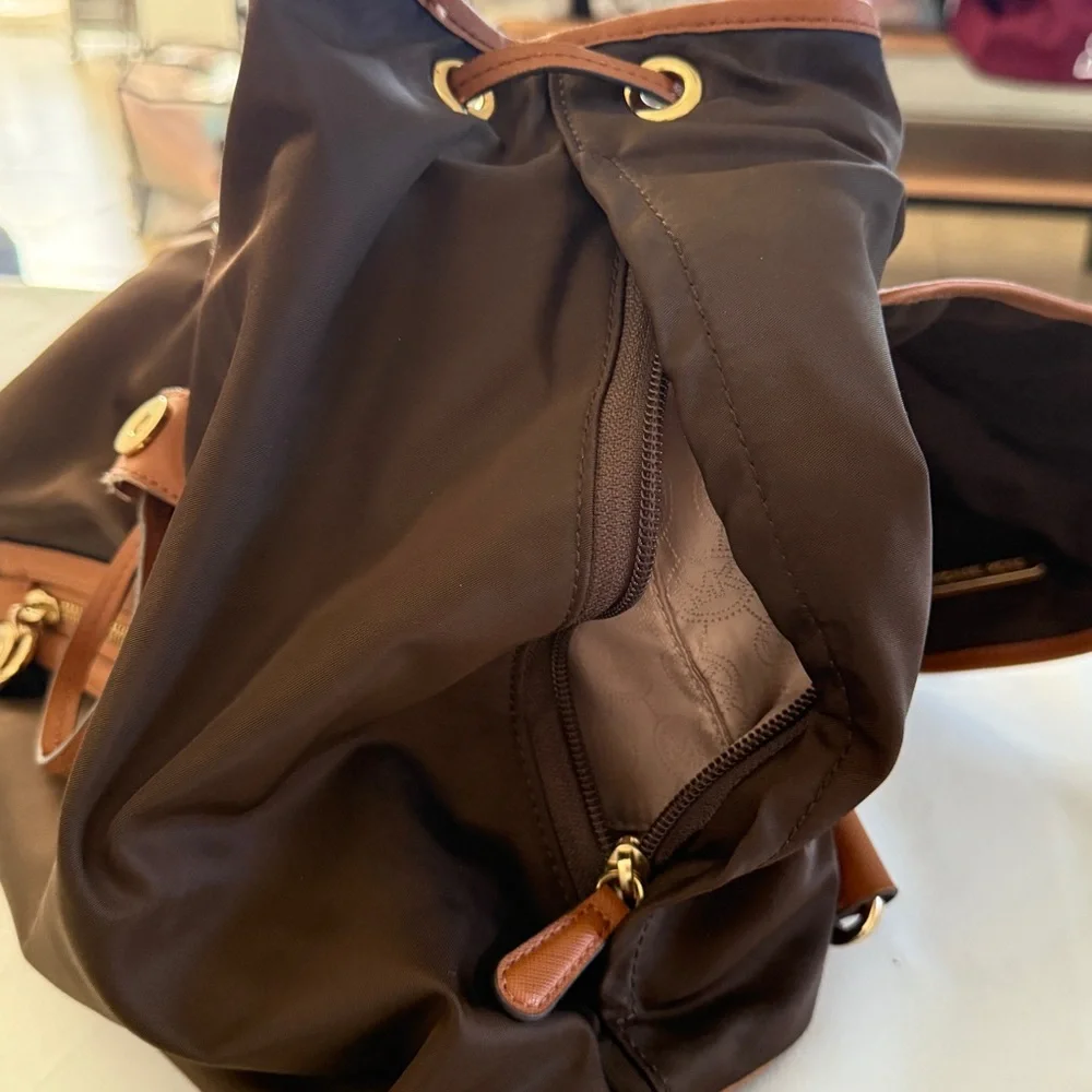 Michael Kors Dark Brown‎ Backpack with Tan Trim